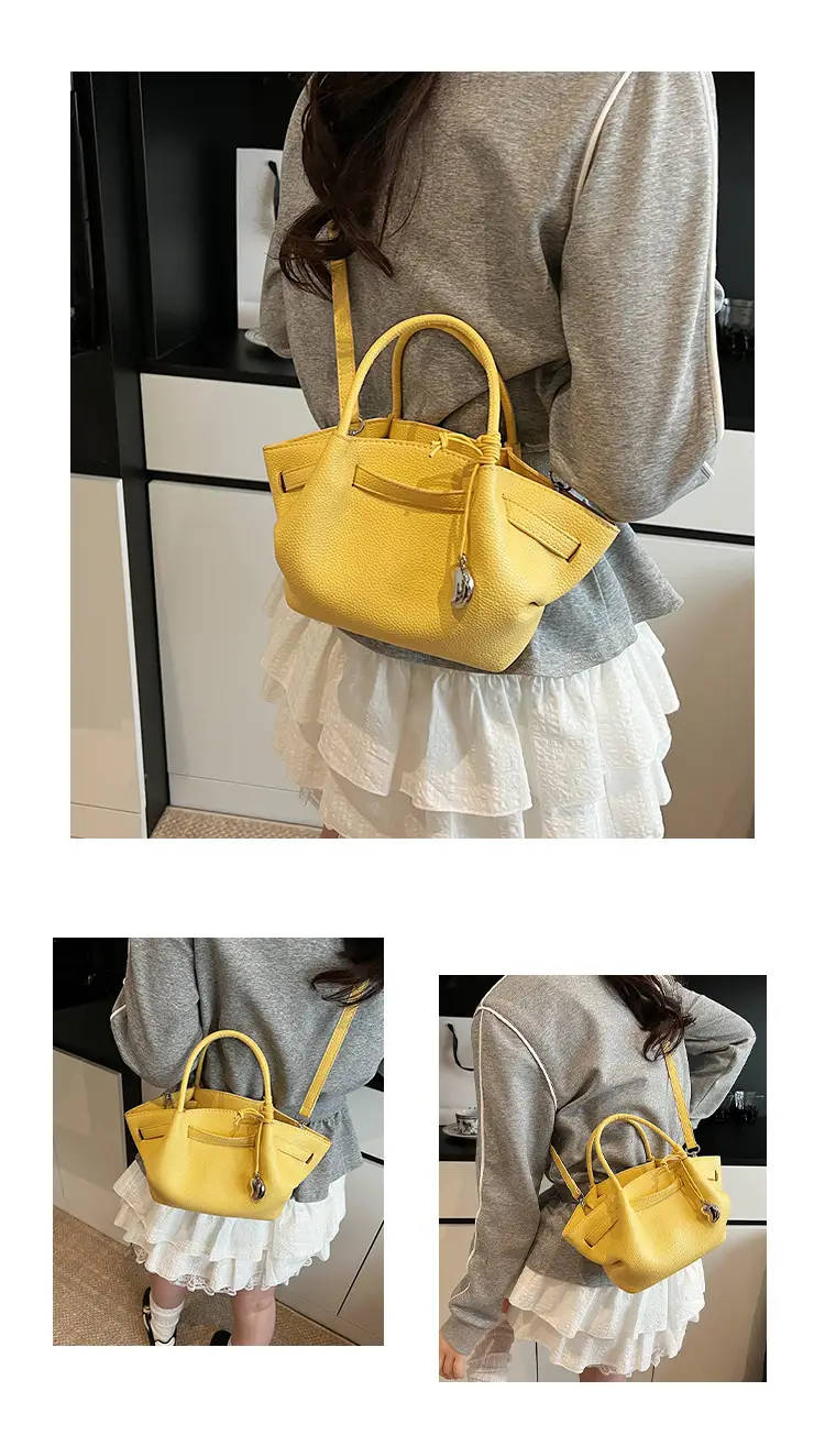 Red Korean Style Satchel Bucket Bag for Women — feature 15