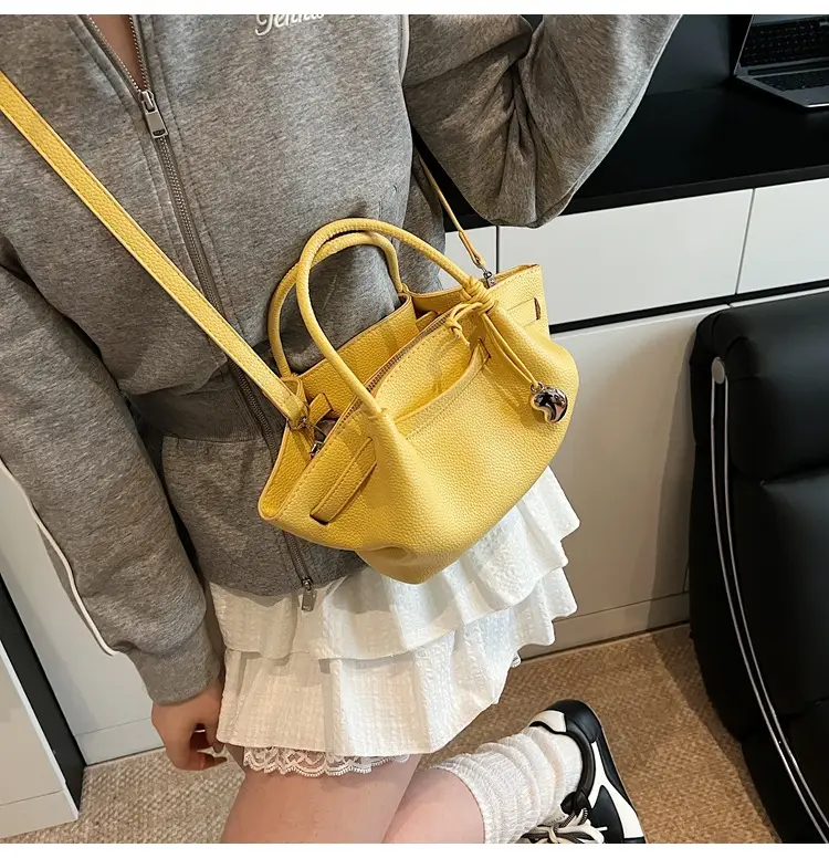 Red Korean Style Satchel Bucket Bag for Women — feature 18
