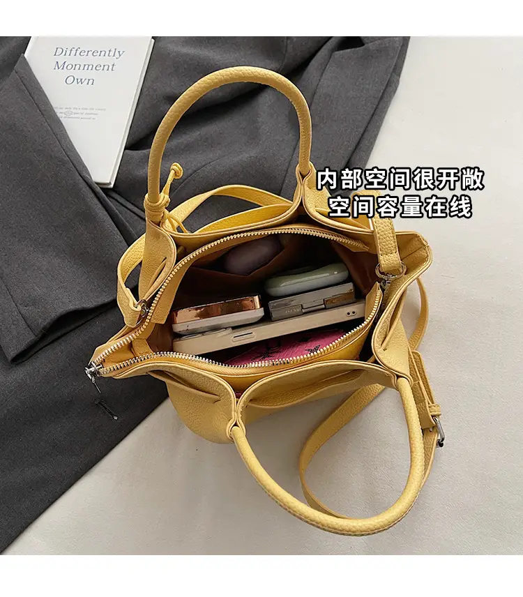 Red Korean Style Satchel Bucket Bag for Women — feature 4