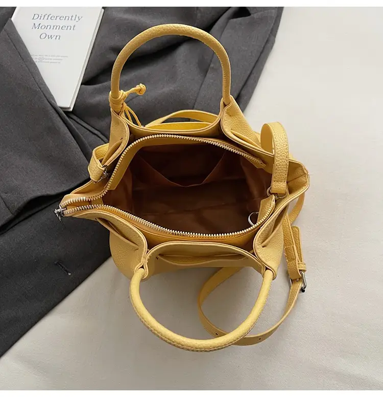 Red Korean Style Satchel Bucket Bag for Women — feature 5