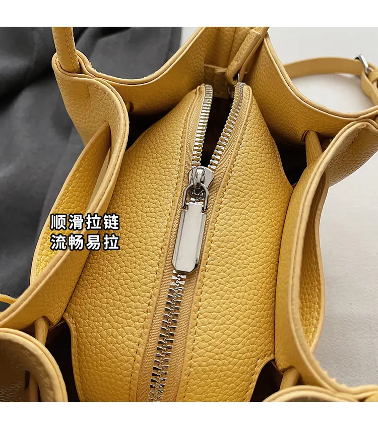 Red Korean Style Satchel Bucket Bag for Women — feature 9