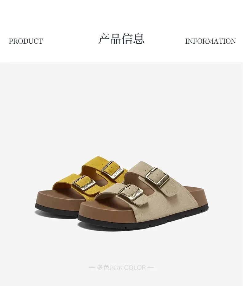 Genuine Leather Thick-Soled Birkenstock Shoes for Women 2025 New Sandals and Slippers for Women Summer Outer Wear Soft-Soled Beach Birkenstock Sandals — feature 5