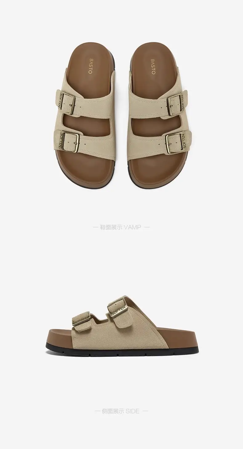 Genuine Leather Thick-Soled Birkenstock Shoes for Women 2025 New Sandals and Slippers for Women Summer Outer Wear Soft-Soled Beach Birkenstock Sandals — feature 6
