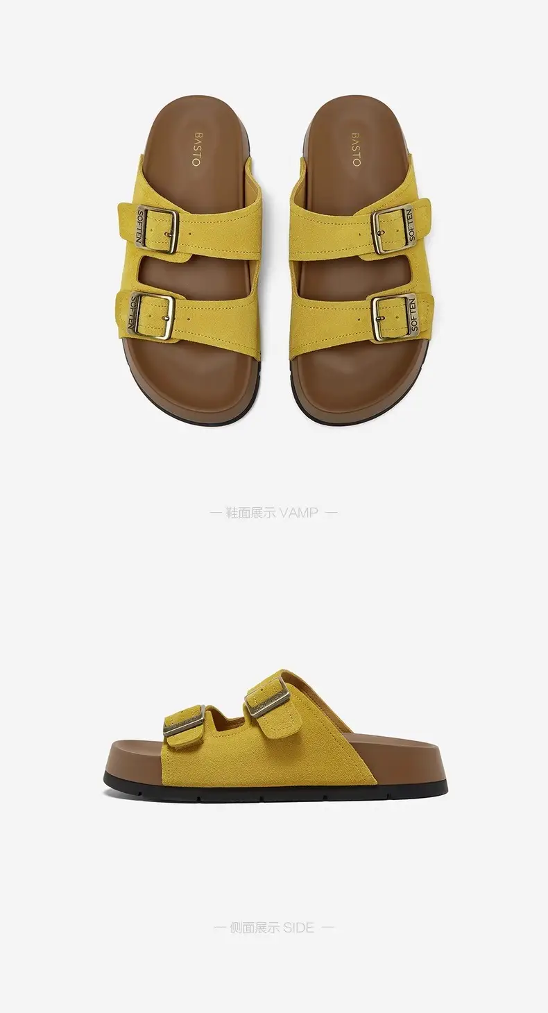 Genuine Leather Thick-Soled Birkenstock Shoes for Women 2025 New Sandals and Slippers for Women Summer Outer Wear Soft-Soled Beach Birkenstock Sandals — feature 8