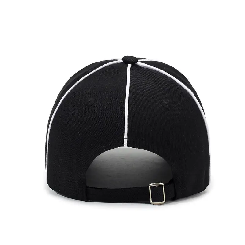 Men White Baseball Cap with Black Stripes - Image 6