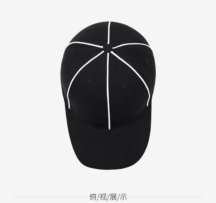 Men White Baseball Cap with Black Stripes — feature 11