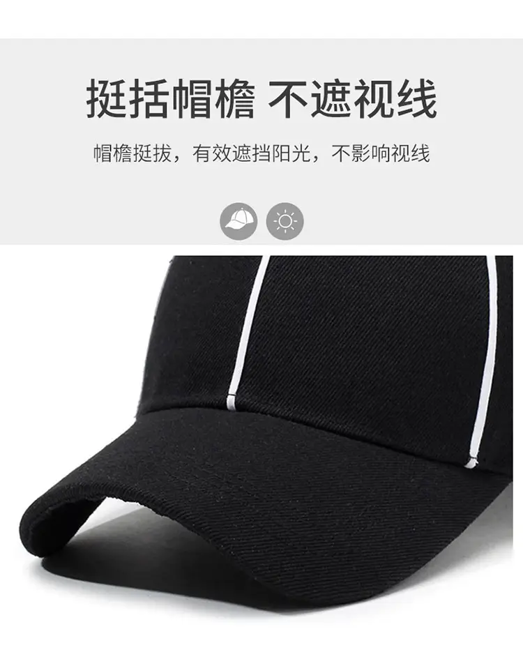 Men White Baseball Cap with Black Stripes — feature 2