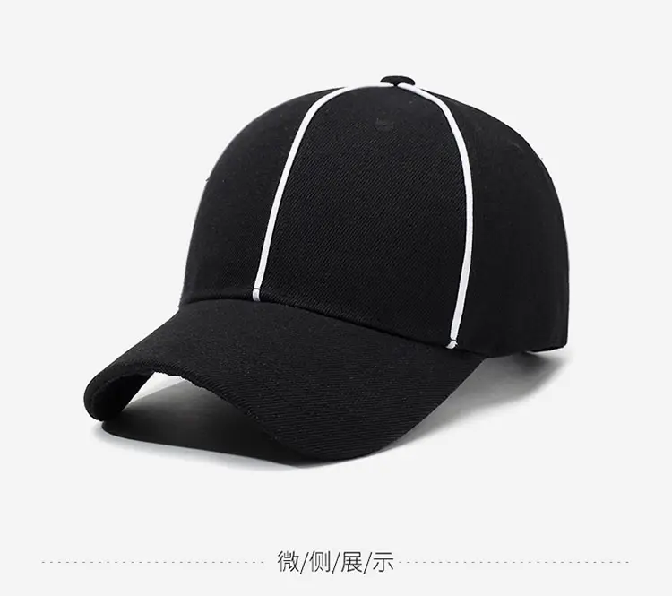 Men White Baseball Cap with Black Stripes — feature 8