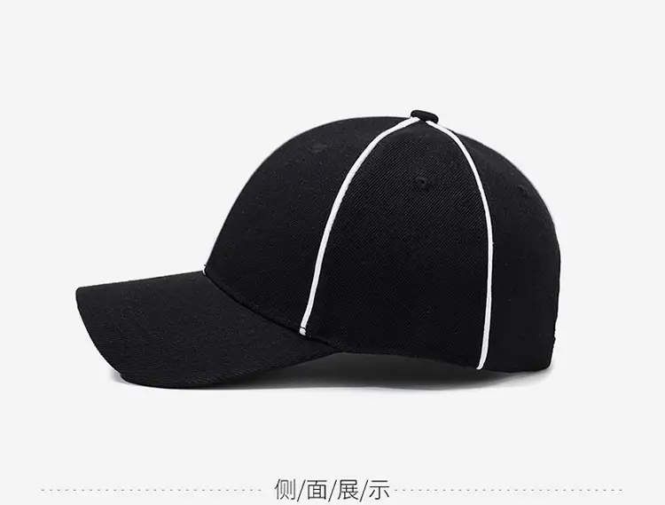 Men White Baseball Cap with Black Stripes — feature 9