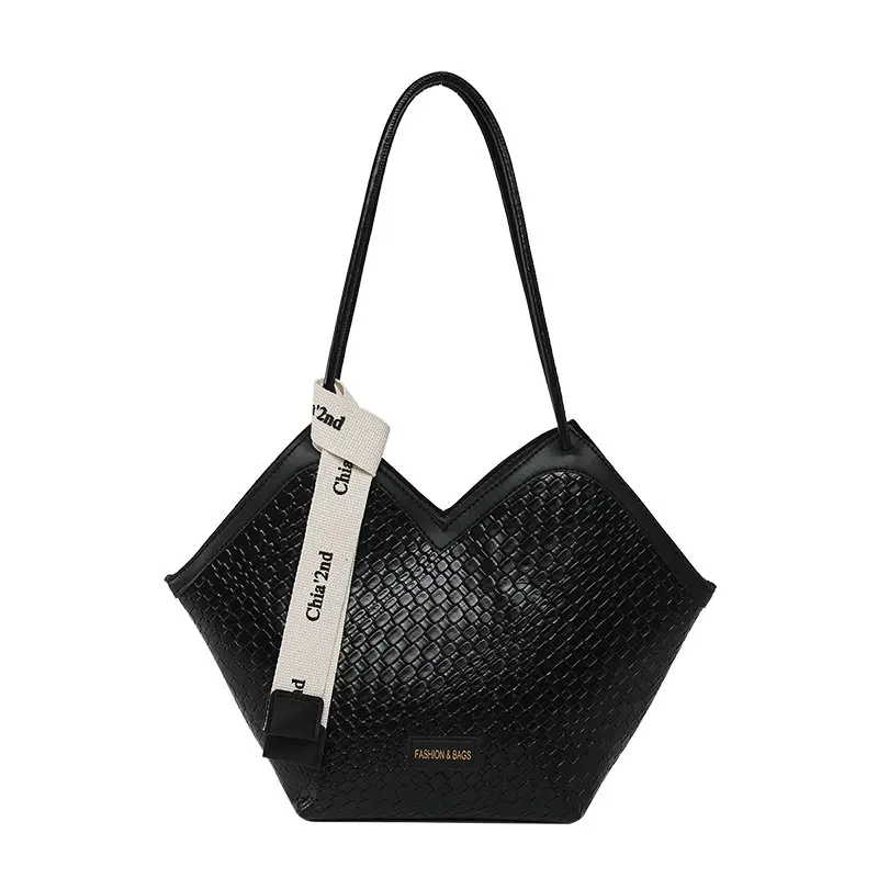 Women's Retro Woven Shoulder Bag Black White Gold - Image 4