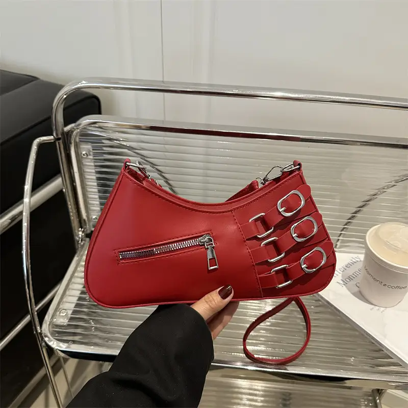 White Armpit Zipper Bag for Women Fashion Commuter - Image 6