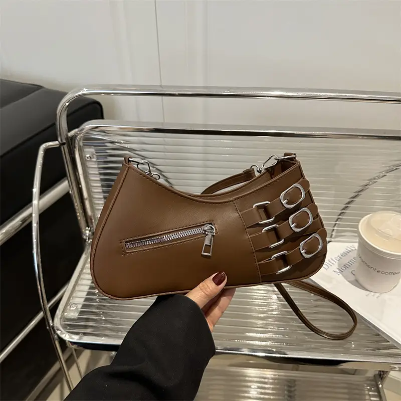 White Armpit Zipper Bag for Women Fashion Commuter - Image 8