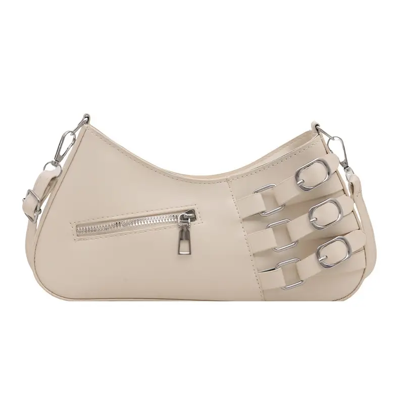 White Armpit Zipper Bag for Women Fashion Commuter - Image 9