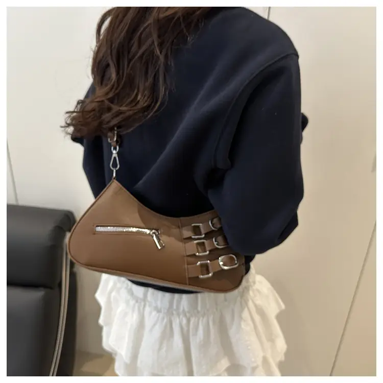 White Armpit Zipper Bag for Women Fashion Commuter — feature 11