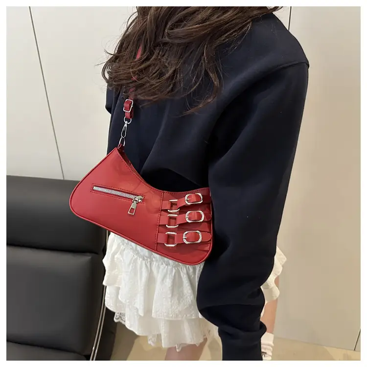 White Armpit Zipper Bag for Women Fashion Commuter — feature 15