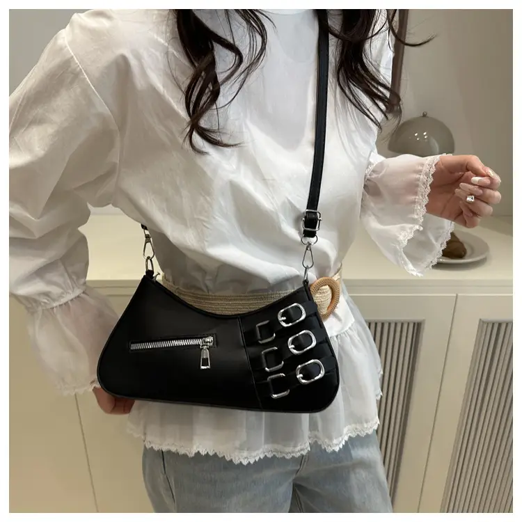 White Armpit Zipper Bag for Women Fashion Commuter — feature 18