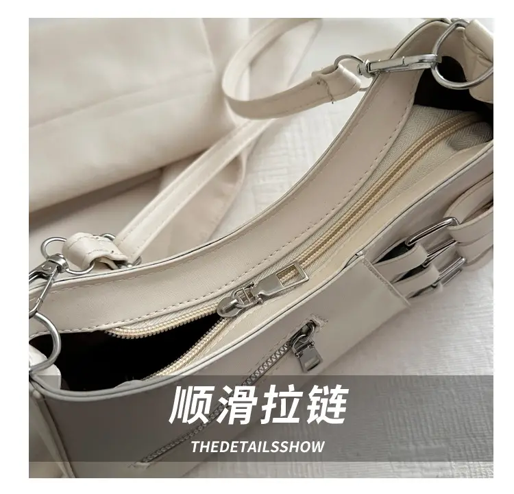 White Armpit Zipper Bag for Women Fashion Commuter — feature 5