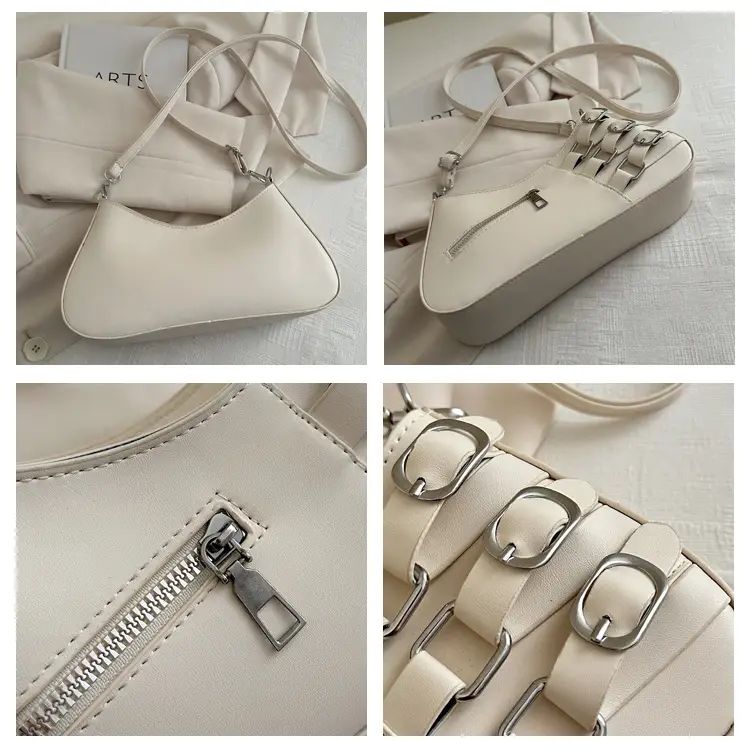 White Armpit Zipper Bag for Women Fashion Commuter — feature 7