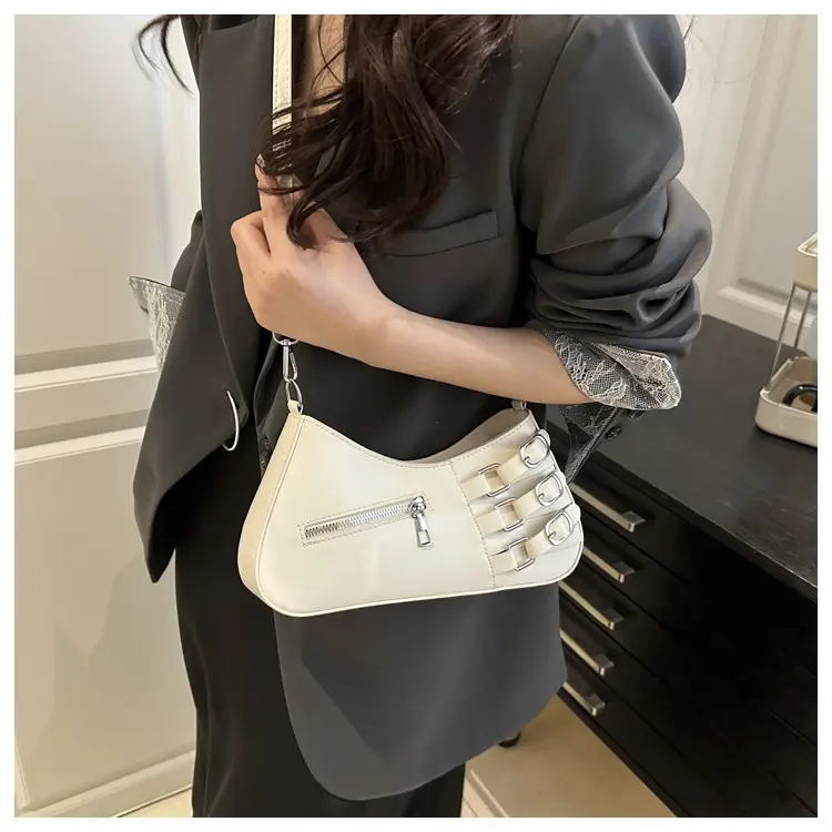 White Armpit Zipper Bag for Women Fashion Commuter — feature 8