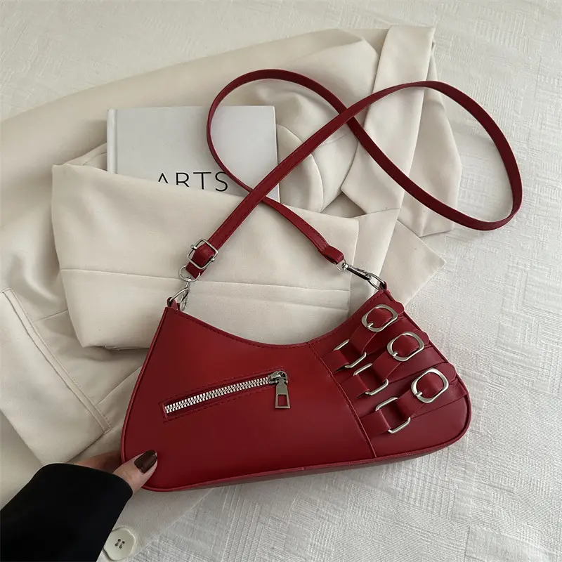 White Armpit Zipper Bag for Women Fashion Commuter - Image 3