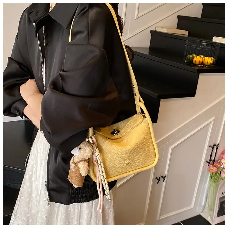 Trendy Yellow Pebbled Shoulder Bag for Women — feature 15