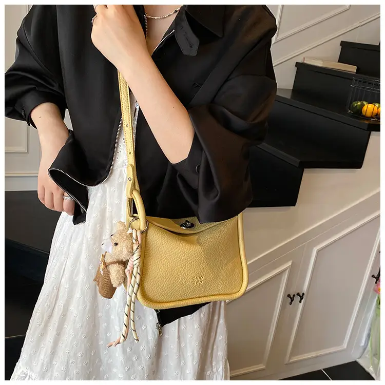Trendy Yellow Pebbled Shoulder Bag for Women — feature 16