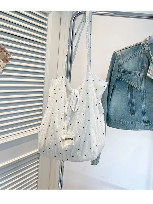 Korean Polka Dot Canvas Shoulder Bag 2025 - Image 4