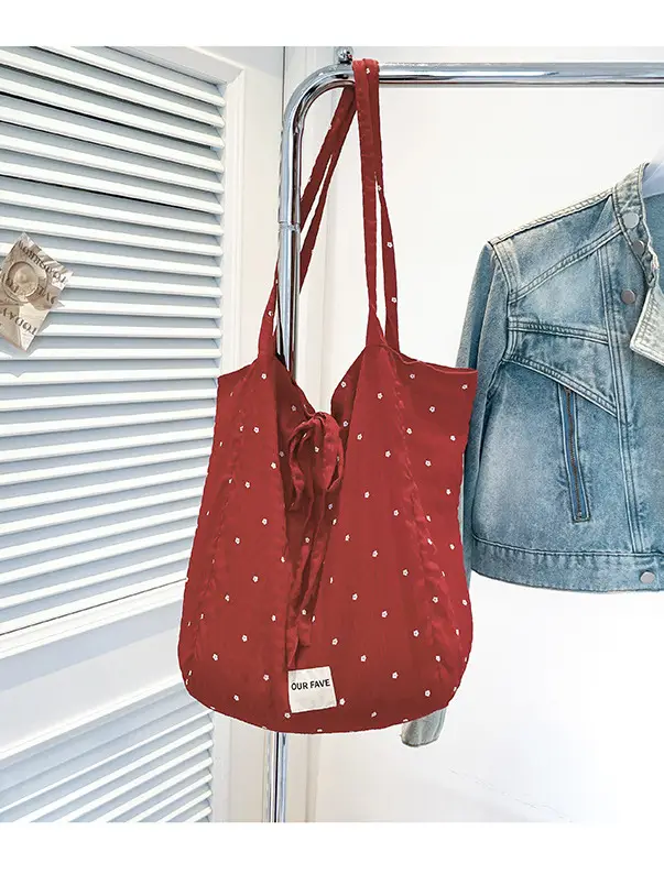 Korean Polka Dot Canvas Shoulder Bag 2025 - Image 5