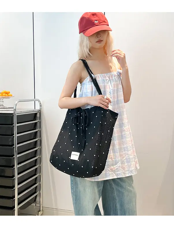 Korean Polka Dot Canvas Shoulder Bag 2025 - Image 6