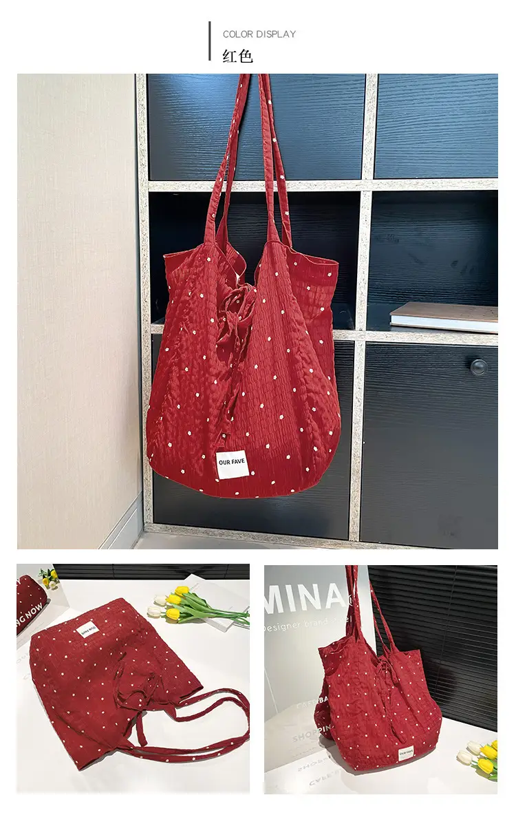 Korean Polka Dot Canvas Shoulder Bag 2025 — feature 9