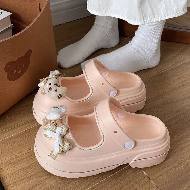 Mary Jane Pink Thick Sandals for Women Beach Wear