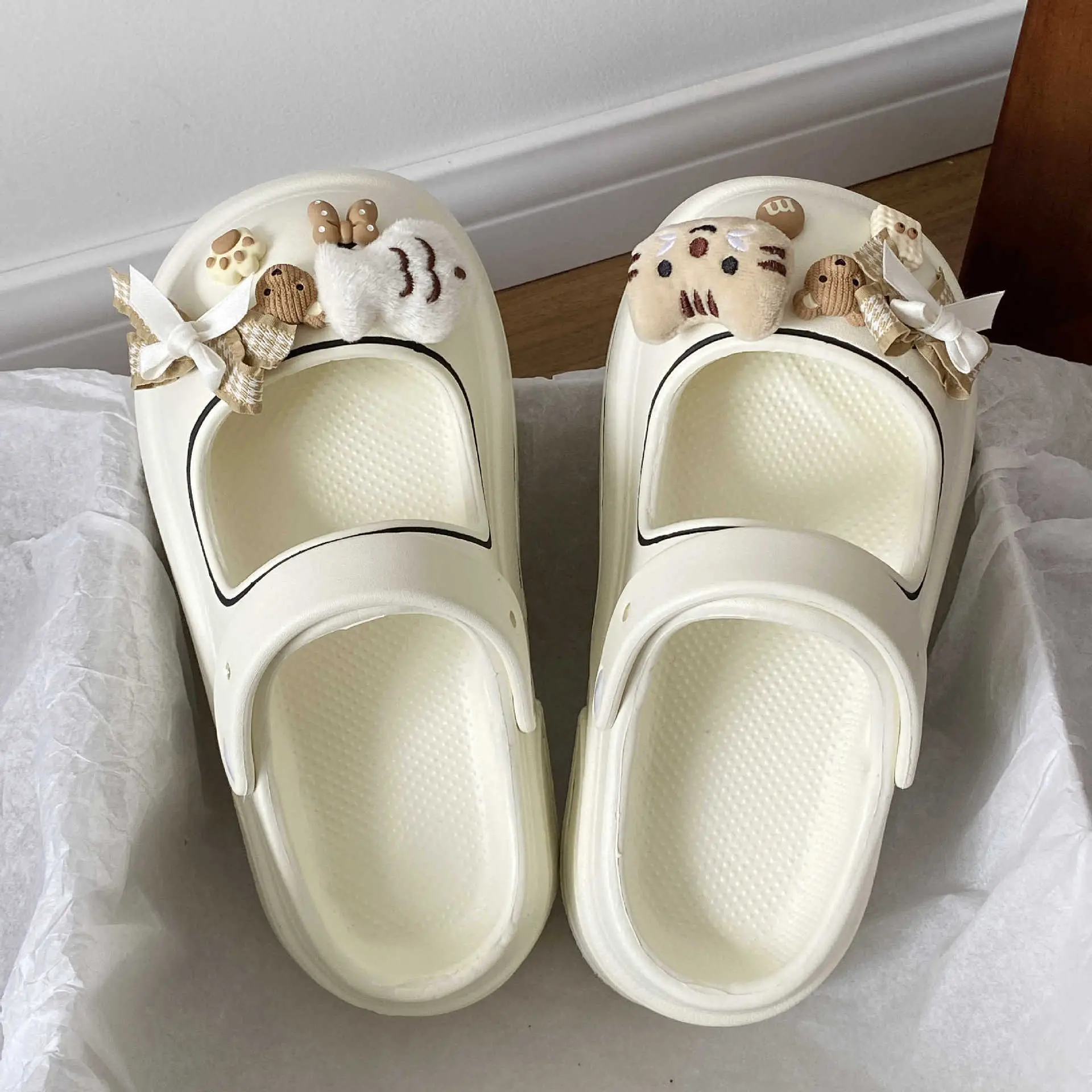 Mary Jane Pink Thick Sandals for Women Beach Wear