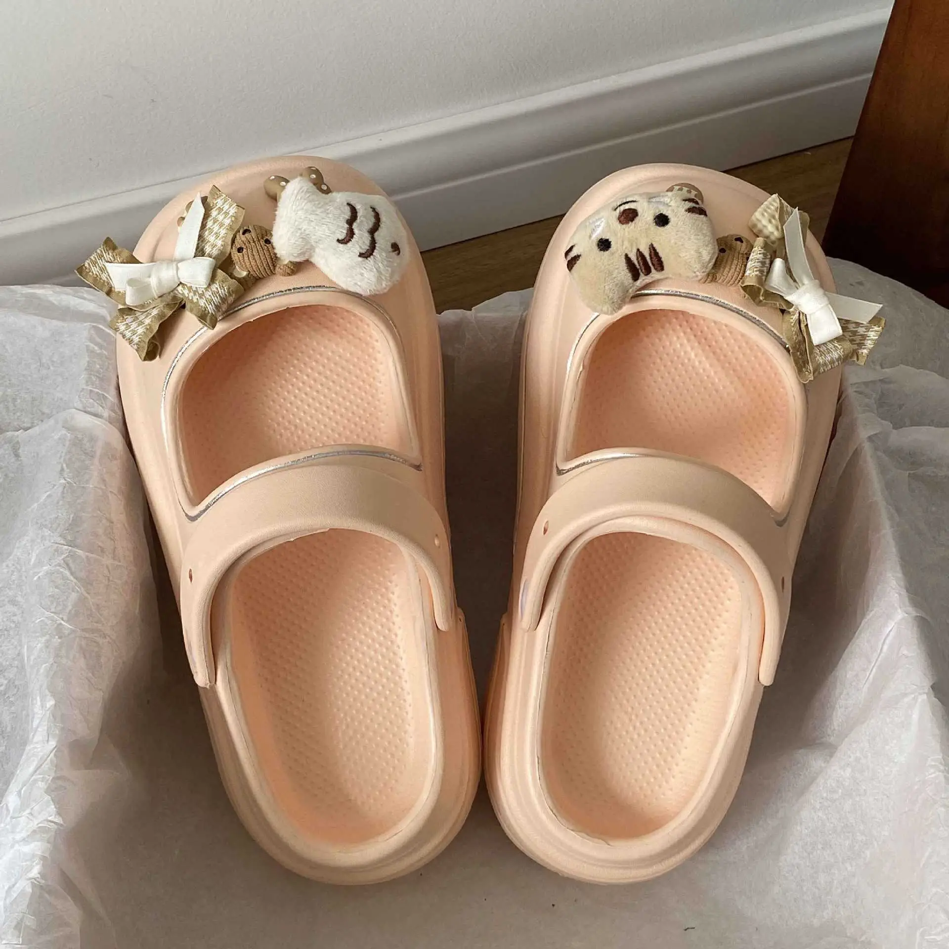 Mary Jane Pink Thick Sandals for Women Beach Wear