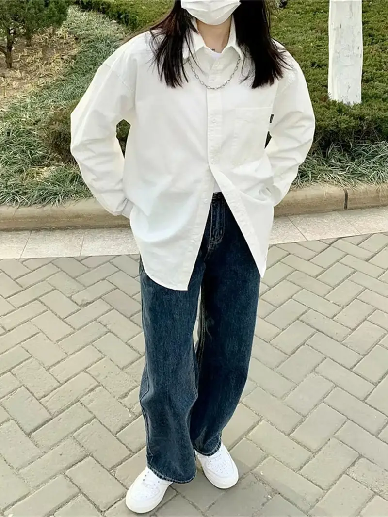 Cross-Border Women's Shirts with Layered Tops for Spring and Summer Korean Style Loose Sun Protection Polo Collar Long-Sleeved Shirt Jackets — feature 11