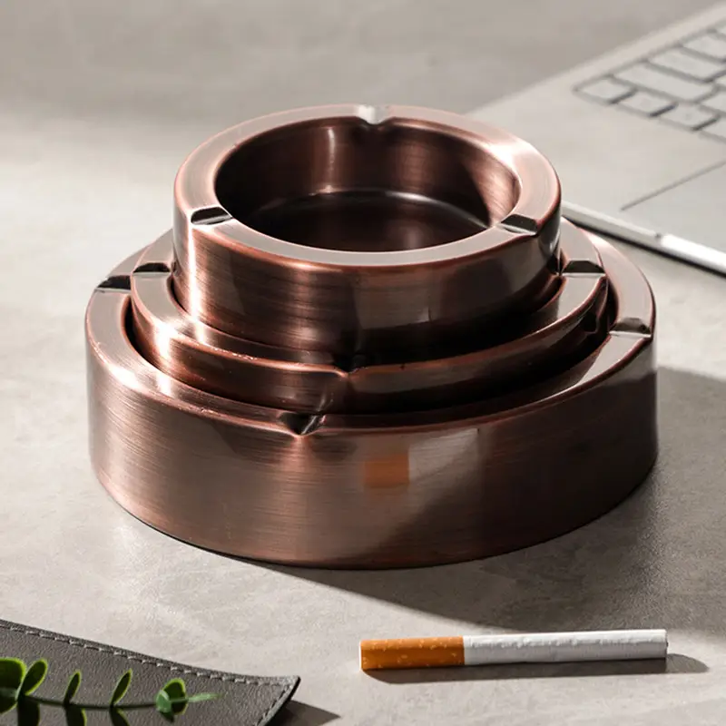 Kaiwang Thickened Durable Stainless Steel Gold Ashtray Internet Cafe Ashtray Bar Internet Cafe Ashtray Factory Direct Sale