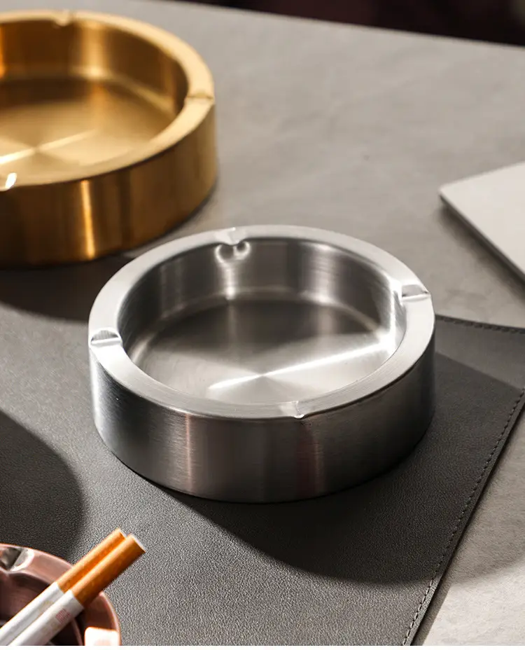 Kaiwang Thickened Durable Stainless Steel Gold Ashtray Internet Cafe Ashtray Bar Internet Cafe Ashtray Factory Direct Sale — feature 14