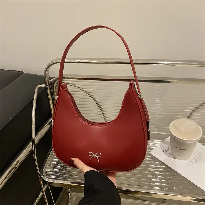 Brown Retro Armpit Bag Women's Leather Commuter Shoulder Bag - Image 5