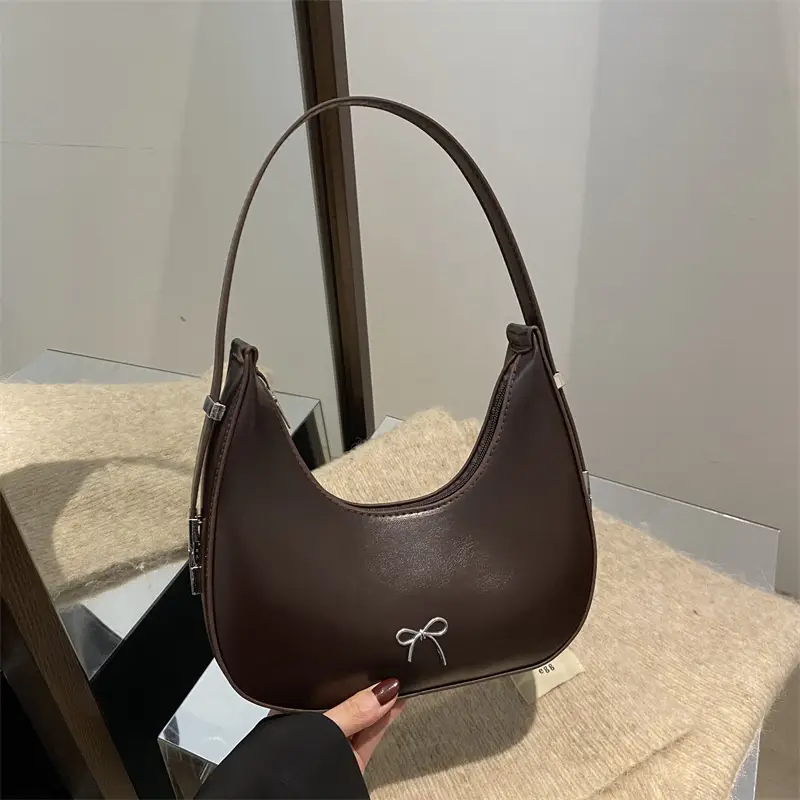 Brown Retro Armpit Bag Women's Leather Commuter Shoulder Bag — feature 22