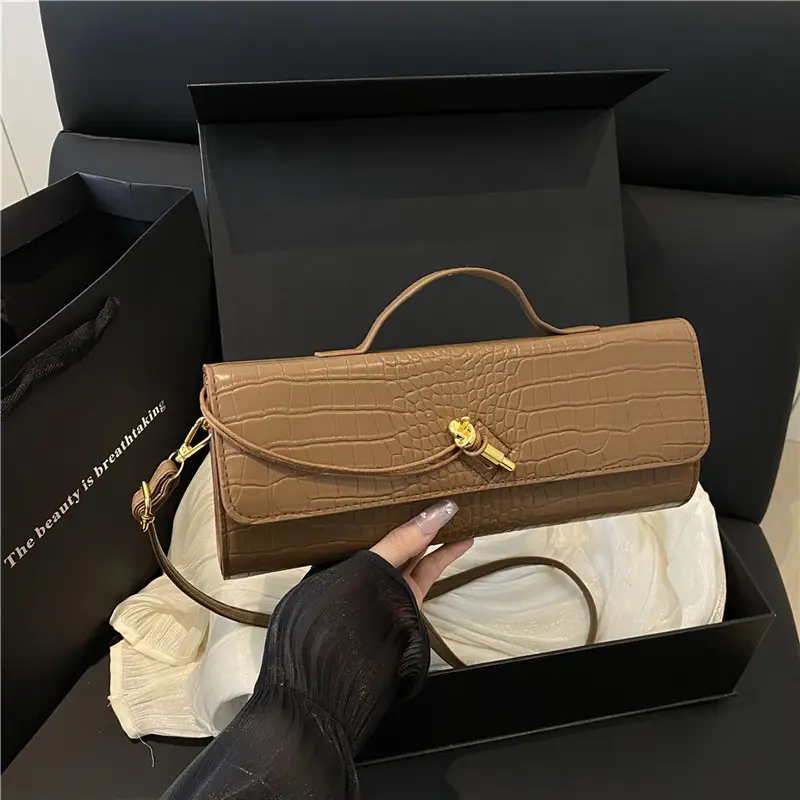New European Handbag 2025 Summer Square Crocodile Pattern