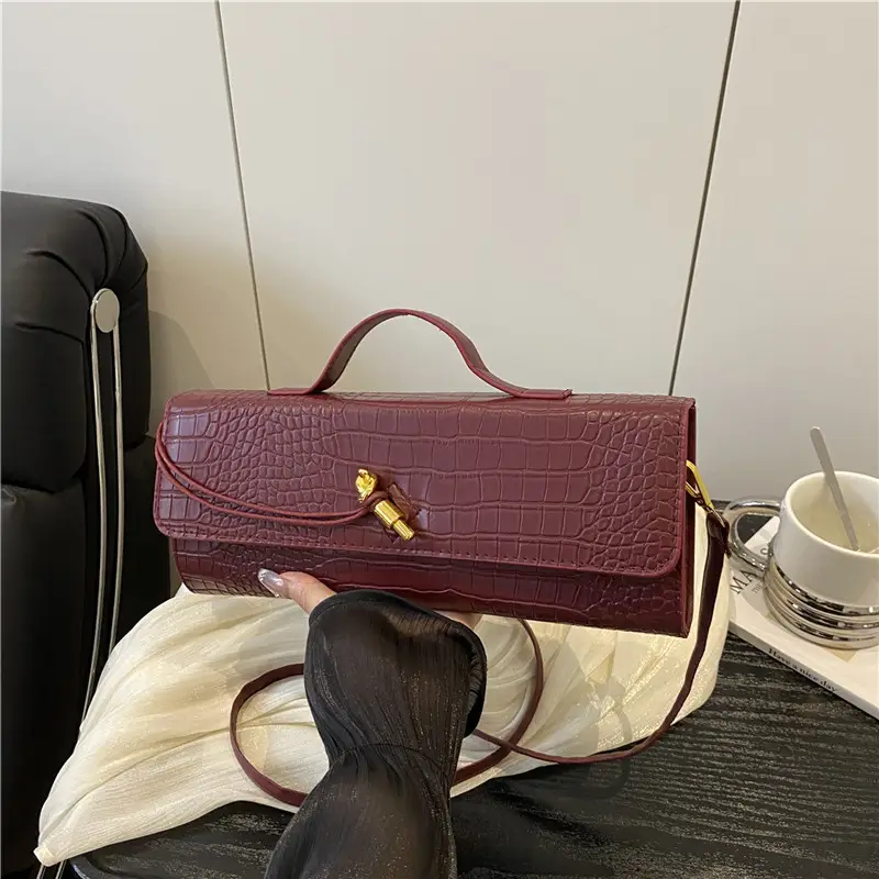 New European Handbag 2025 Summer Square Crocodile Pattern