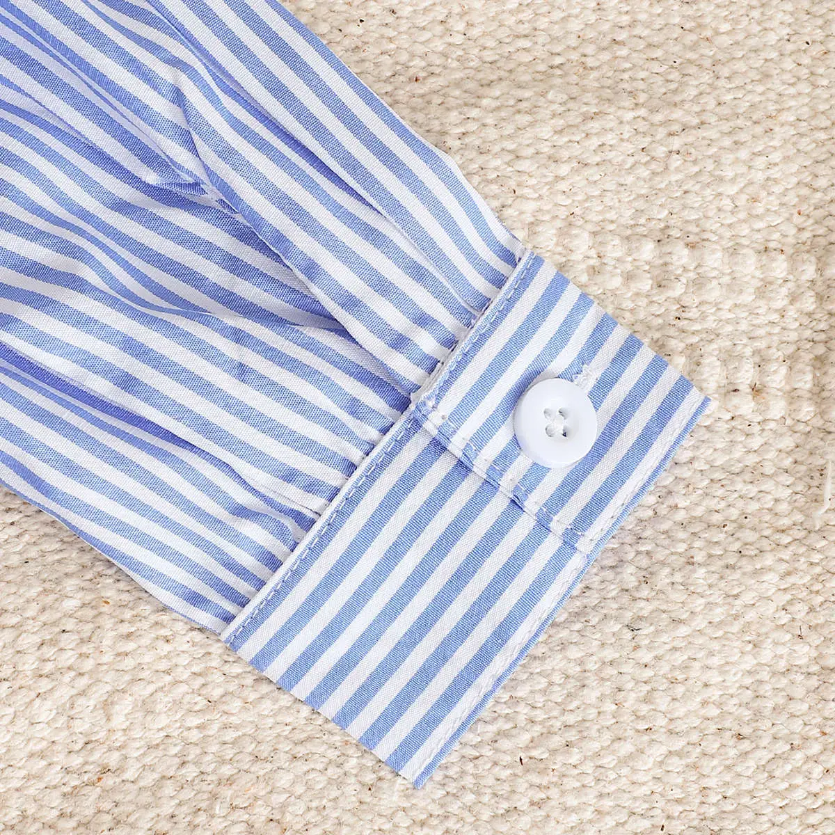 Boys Striped 4-Piece Summer Set Blue White Belted Pants — feature 7