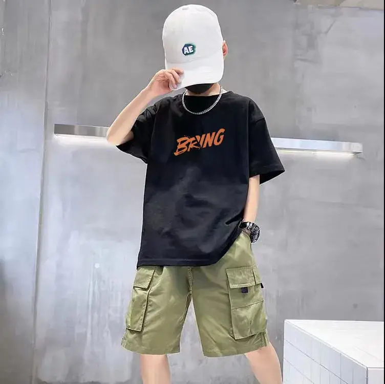 Men Black T-Shirt with Orange "BRAWNG" Print 2025 Summer