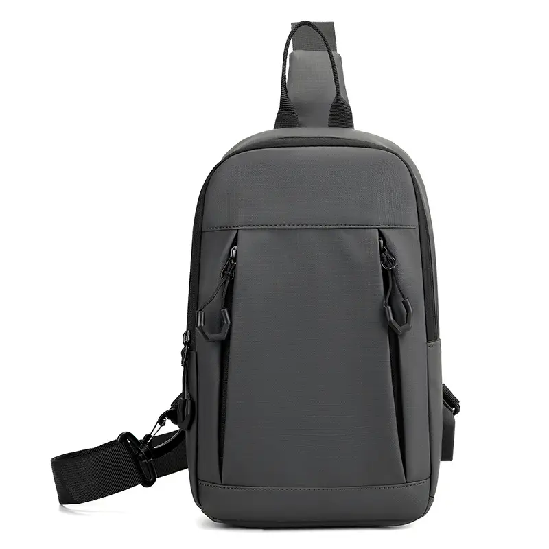 Men's Black Membrane Crossbody Backpack with USB Charging - Image 9