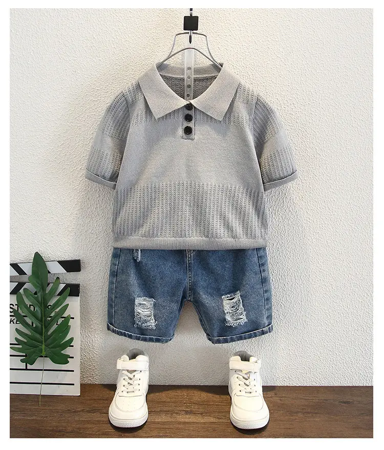Boys Summer Lightweight Lapel T-Shirt White Navy 2026 — feature 17