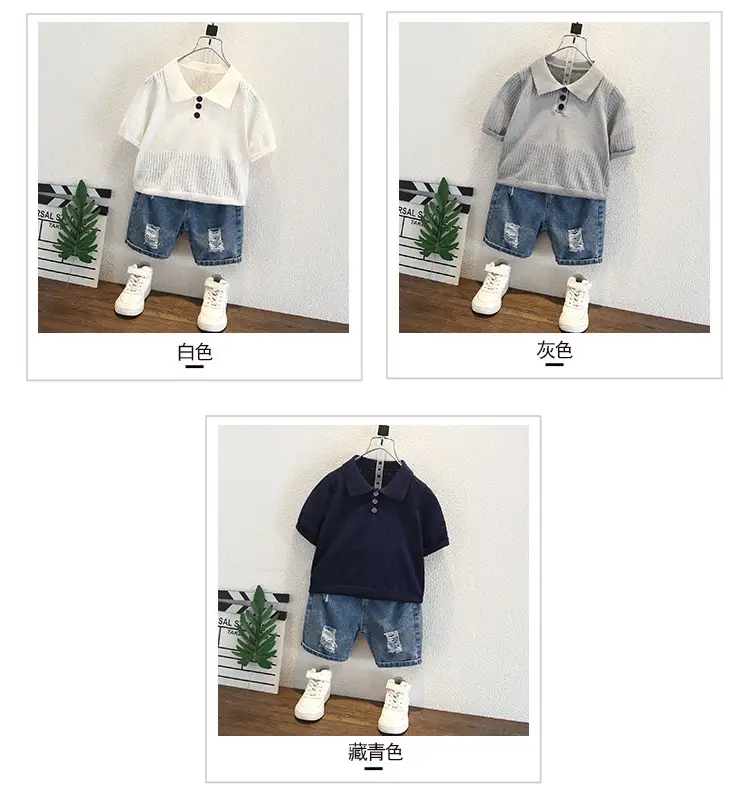 Boys Summer Lightweight Lapel T-Shirt White Navy 2026 — feature 5