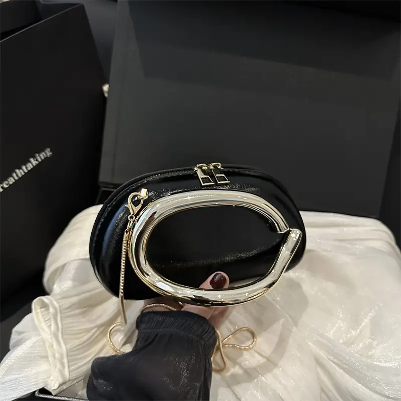 Black Luxury Crossbody Bag for Women with Gold Hardware - Image 6