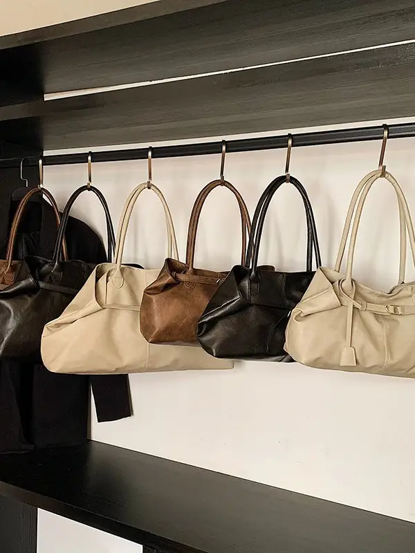 Women's Brown Leather Retro Shoulder Bag 2025 Spring New - Image 5