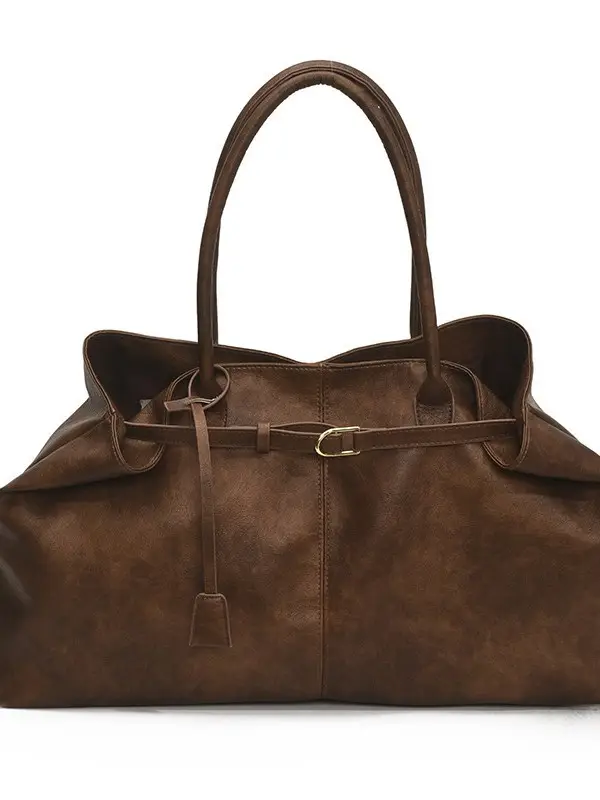 Women's Brown Leather Retro Shoulder Bag 2025 Spring New - Image 8