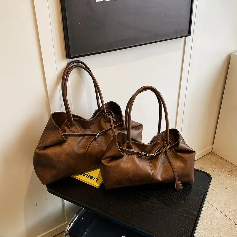 Women's Brown Leather Retro Shoulder Bag 2025 Spring New - Image 3