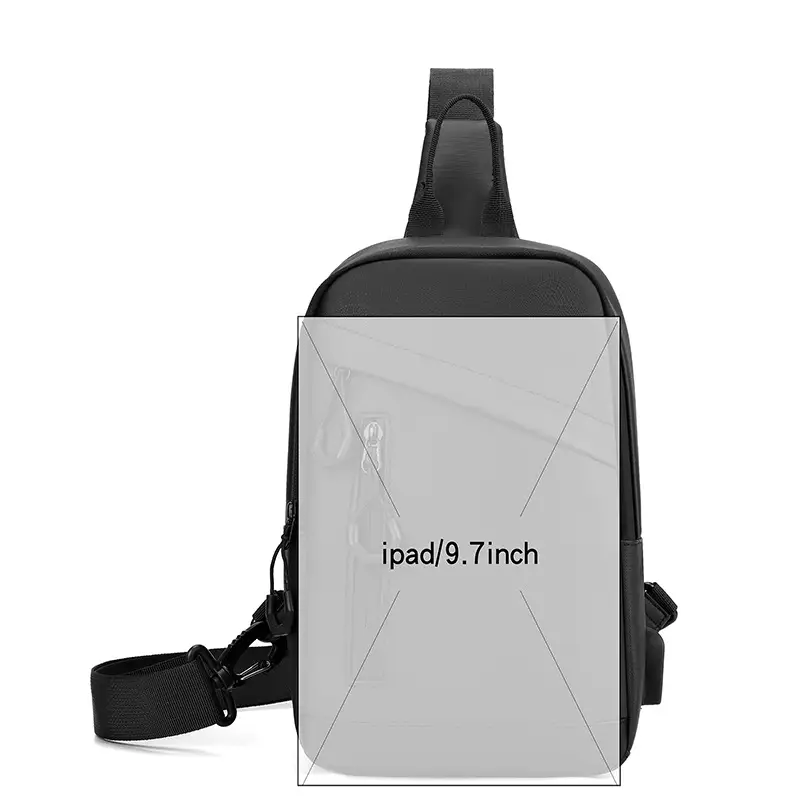 Men's Large Capacity Crossbody Bag Black Nylon Business Travel - Image 8